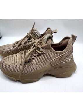 Steve Madden Womens Size 5.5M SM NY90 Beige Rhinestone Sneakers